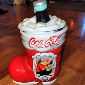 Vintage coca cola stocking cookie jar